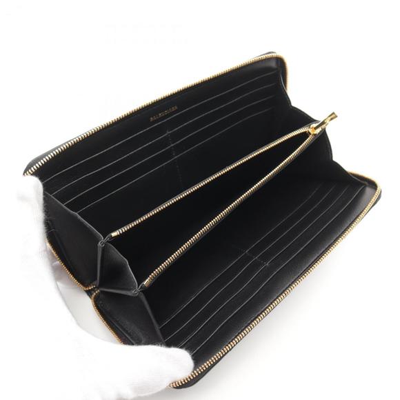 BALENCIAGA Quilted Round Long Leather Wallet Black - Picture 4 of 5